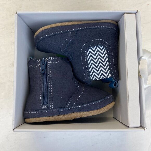 Robeez First Kicks‎ Maddox Navy Leather Boot Size 6-9 Months Zipper,Baby, New - Picture 13 of 16